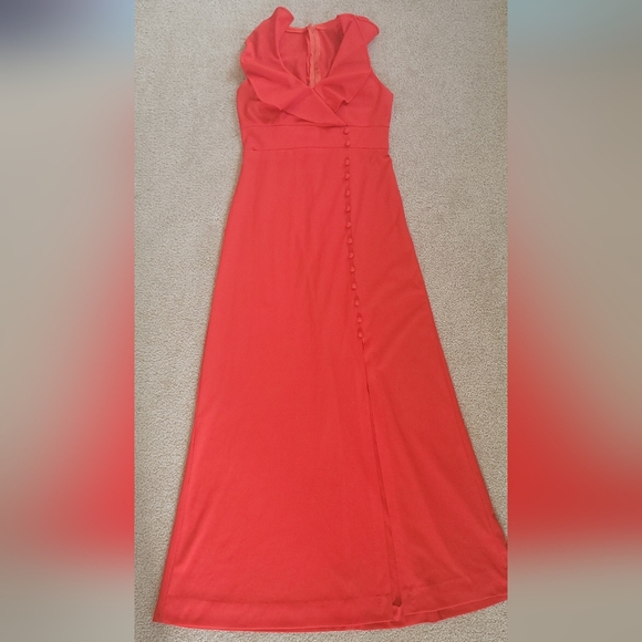 Vintage 1970’s Women's XS Maxi Dress Red Sleeveless Ruffle top. - Picture 3 of 11